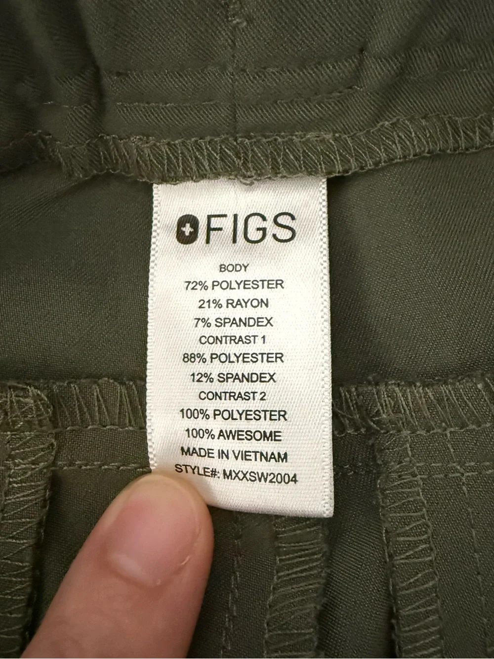 Figs Olive Green Joggers with Navy Drawstring